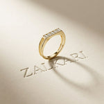 0.25CTW Round Linear Five Stone Lab Grown Diamond Band Ring For Men Gold