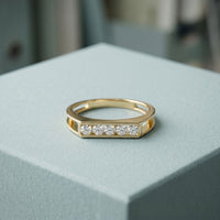 0.25CTW Round Linear Five Stone Lab Grown Diamond Band Ring For Men Gold