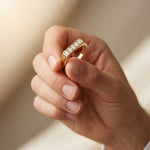 0.25CTW Round Linear Five Stone Lab Grown Diamond Band Ring For Men Gold