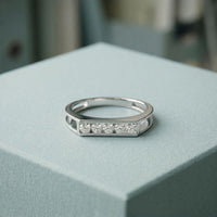 0.25CTW Round Linear Five Stone Lab Grown Diamond Band Ring For Men White