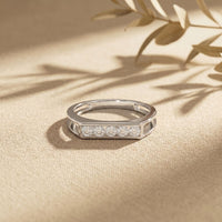 0.25CTW Round Linear Five Stone Lab Grown Diamond Band Ring For Men White