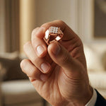 0.45CTW Round Cluster Lab Grown Diamond Statement Ring For Men Rose Gold