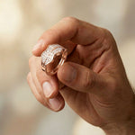 0.45CTW Round Abstract Pavé Lab Grown Diamond Band Ring For Men Rose Gold