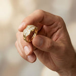 0.45CTW Round Abstract Pavé Lab Grown Diamond Band Ring For Men Gold