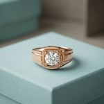1.1CTW Round Solitaire Signet Lab Grown Diamond Ring For Men
