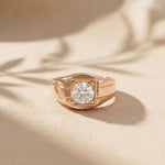 1.1CTW Round Solitaire Signet Lab Grown Diamond Ring For Men