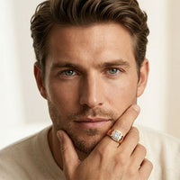 1.1CTW Round Solitaire Signet Lab Grown Diamond Ring For Men