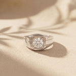 1.1CTW Round Solitaire Signet Lab Grown Diamond Ring For Men