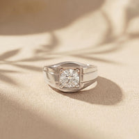 1.1CTW Round Solitaire Signet Lab Grown Diamond Ring For Men