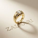 1.1CTW Round Solitaire Signet Lab Grown Diamond Ring For Men