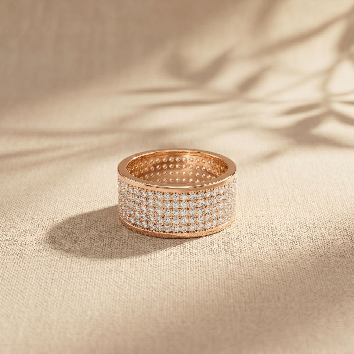 1.85CTW Round Pavé Lab Grown Diamond Band Ring For Men Rose Gold