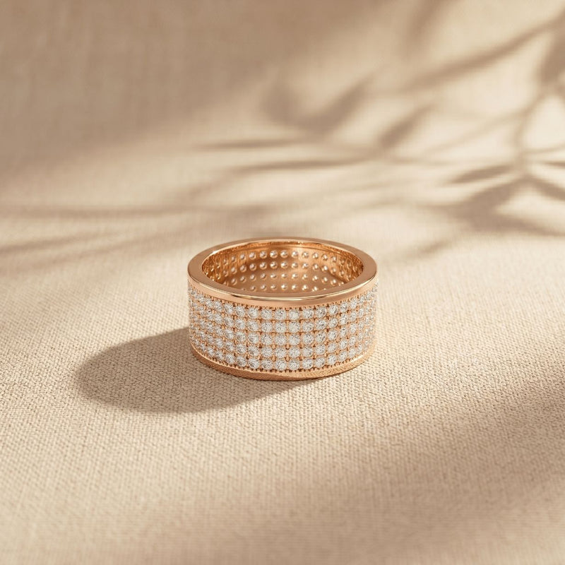 1.85CTW Round Pavé Lab Grown Diamond Band Ring For Men Rose Gold