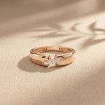 0.07CTW Round Pavé Bar Open Band Lab Grown Diamond Ring For Men Rose Gold