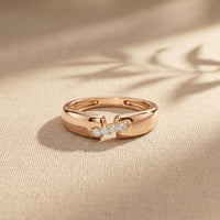 0.07CTW Round Pavé Bar Open Band Lab Grown Diamond Ring For Men Rose Gold