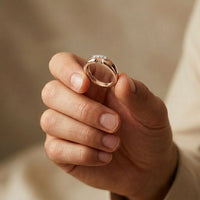 0.07CTW Round Pavé Bar Open Band Lab Grown Diamond Ring For Men Rose Gold