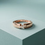 0.07CTW Round Pavé Bar Open Band Lab Grown Diamond Ring For Men Rose Gold