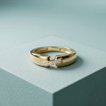 0.07CTW Round Pavé Bar Open Band Lab Grown Diamond Ring For Men Gold