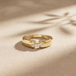 0.07CTW Round Pavé Bar Open Band Lab Grown Diamond Ring For Men Gold