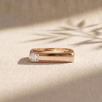 0.7CTW Princess Minimalist Corner Accent Lab Grown Diamond Ring For Men Rose Gold