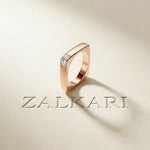0.7CTW Princess Minimalist Corner Accent Lab Grown Diamond Ring For Men Rose Gold