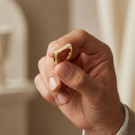 0.7CTW Princess Minimalist Corner Accent Lab Grown Diamond Ring For Men Gold