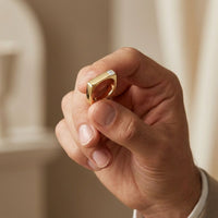 0.7CTW Princess Minimalist Corner Accent Lab Grown Diamond Ring For Men Gold