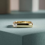 0.7CTW Princess Minimalist Corner Accent Lab Grown Diamond Ring For Men Gold