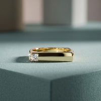 0.7CTW Princess Minimalist Corner Accent Lab Grown Diamond Ring For Men Gold