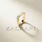 0.7CTW Princess Minimalist Corner Accent Lab Grown Diamond Ring For Men Gold