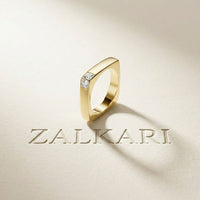 0.7CTW Princess Minimalist Corner Accent Lab Grown Diamond Ring For Men Gold