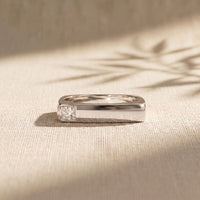 0.7CTW Princess Minimalist Corner Accent Lab Grown Diamond Ring For Men White