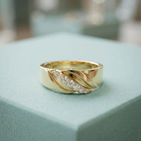 0.15CTW Round Twisted Pavé Lab Grown Diamond Band Ring For Men Gold
