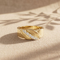 0.15CTW Round Twisted Pavé Lab Grown Diamond Band Ring For Men Gold