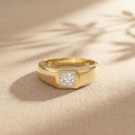 0.5CTW Princess Solitaire Lab Grown Diamond Signet Ring For Men Gold
