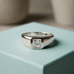 0.5CTW Princess Solitaire Lab Grown Diamond Signet Ring For Men White