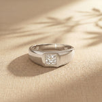 0.5CTW Princess Solitaire Lab Grown Diamond Signet Ring For Men White