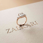 2.60 Ct Asscher Cut Moissanite Statement Trilogy Ring