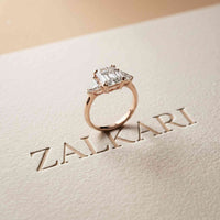 2.60 Ct Asscher Cut Moissanite Statement Trilogy Ring