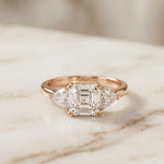 2.60 Ct Asscher Cut Moissanite Statement Trilogy Ring
