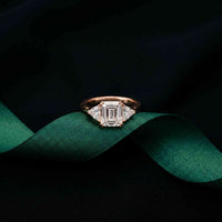 2.60 Ct Asscher Cut Moissanite Statement Trilogy Ring
