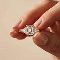 2.60 Ct Asscher Cut Moissanite Statement Trilogy Ring