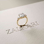 2.60 Ct Asscher Cut Moissanite Statement Trilogy Ring