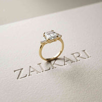 2.60 Ct Asscher Cut Moissanite Statement Trilogy Ring