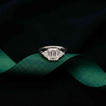 2.60 Ct Asscher Cut Moissanite Statement Trilogy Ring