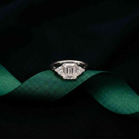 2.60 Ct Asscher Cut Moissanite Statement Trilogy Ring