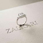2.60 Ct Asscher Cut Moissanite Statement Trilogy Ring