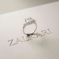 2.60 Ct Asscher Cut Moissanite Statement Trilogy Ring