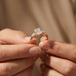 3.20ctw Radiant Lab Grown Diamond Elvaria Three Stone Ring