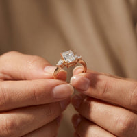 3.20ctw Radiant Lab Grown Diamond Elvaria Three Stone Ring