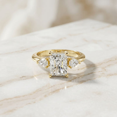 3.20ctw Radiant Lab Grown Diamond Elvaria Three Stone Ring